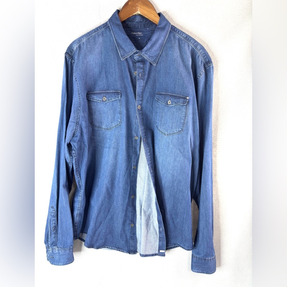 Calvin Klein Jeans Blue Denim Button-Down Shirt